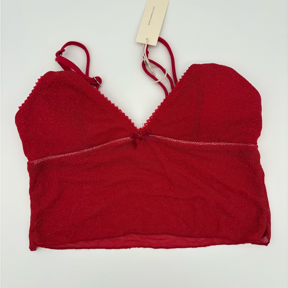 Women's Red Sparkle Tie-Side Bikini Set - Picture 8 of 11